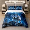 Wolf Fuchs Thema Benutzerdefinierter Text Oder Name 3-teiliges Bettwäsche-Set 1 Spannbettlaken & 2 Kissenbezüge Personalisierte Heim-Bettwäsche
