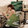 Vintage Green Tiny Golfers Art Pillow Cover Sofa Cushion Cover Home Room Decoration Children Gift