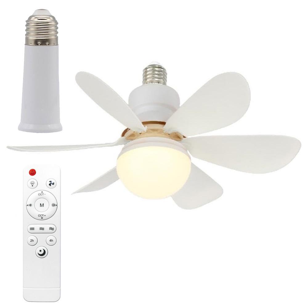 6-Blade LED Ceiling Fan Light with E27 Base for Bedroom and Study