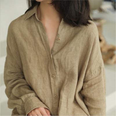 Donna Autunno Tinta Unita Casual Camicia Larga Coreana Maniche Lunghe Bottoni