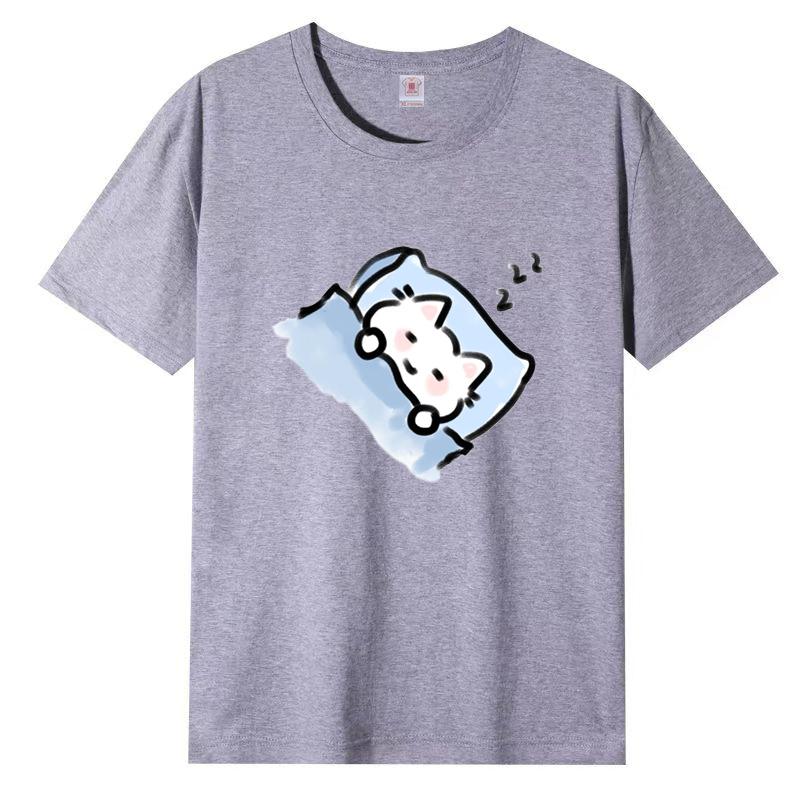 Dámské léto Populární tričko s krátkým rukávem Bavlna Prodyšné Volný top Potištěné tričko Ležérní