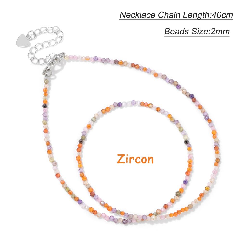 2mm Natural Crystal Beads Necklace Tiger Eye Stone Black Spinel Mix Quartzs Choker Clavicle Chains For Women Men Jewelry