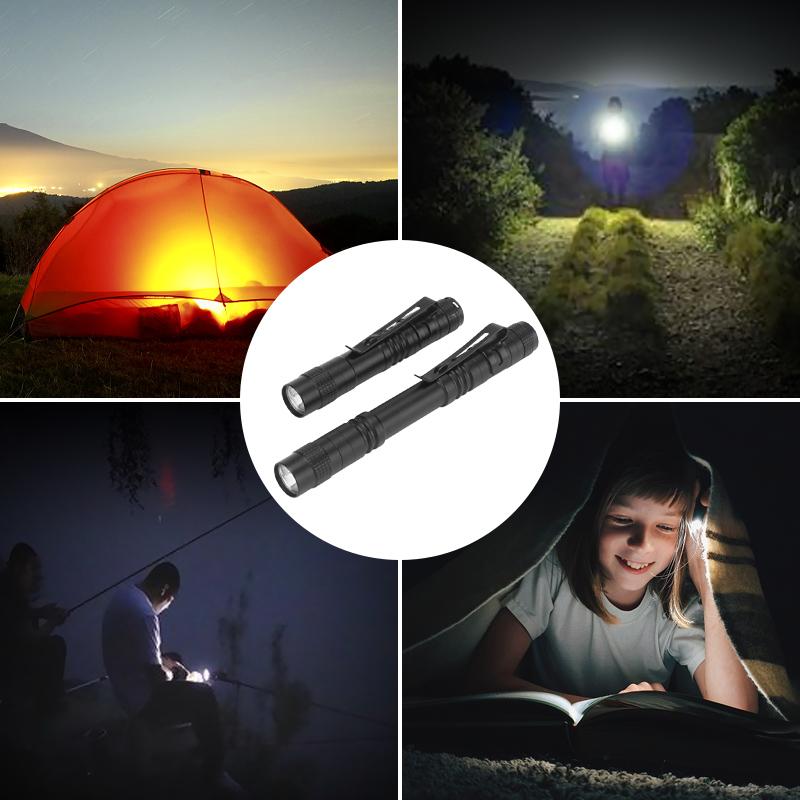 Mini pen shaped flashlight with aluminum alloy waterproof strap, pen clip flashlight, single section pen shaped flashlight