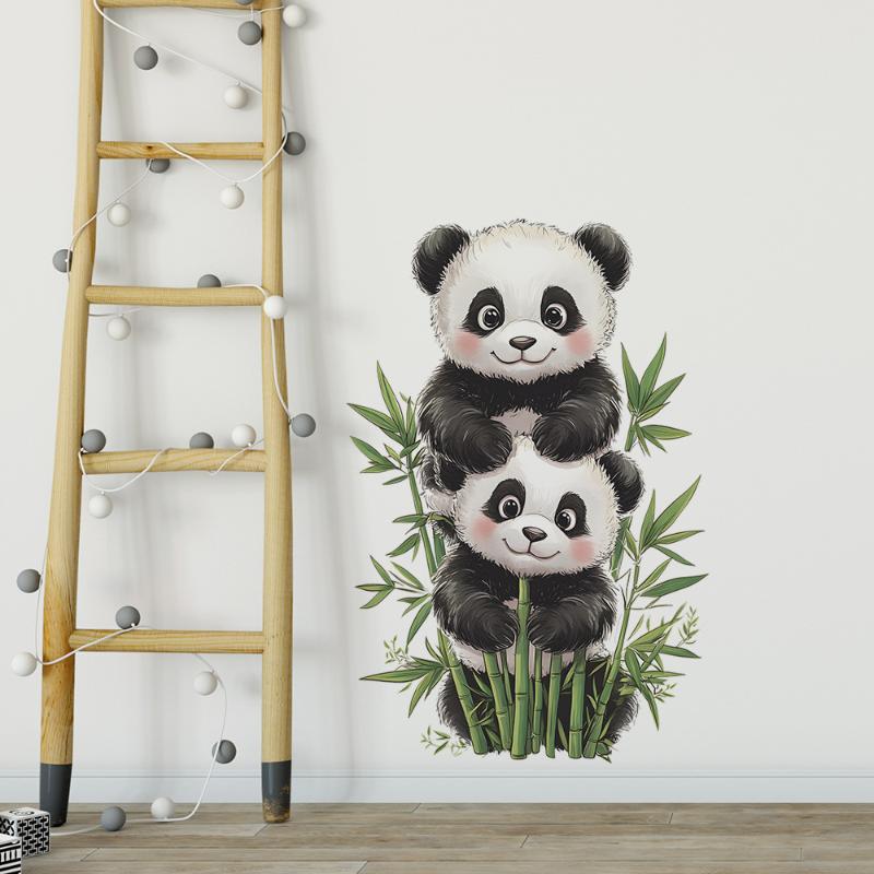 Cartoon Aquarell Bambus Panda Schlafzimmer Wohnzimmer Eingang Dekoration Selbstklebend Raumdekor