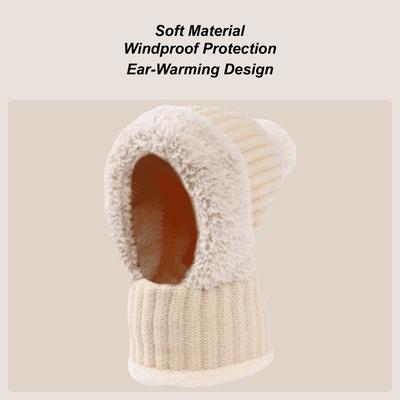 Knit Beanie Windproof Beanie With Neck Gaiter Fleece Lining Cute Hats For Women With Ear Flaps For Cold Weather Autumn Hiking