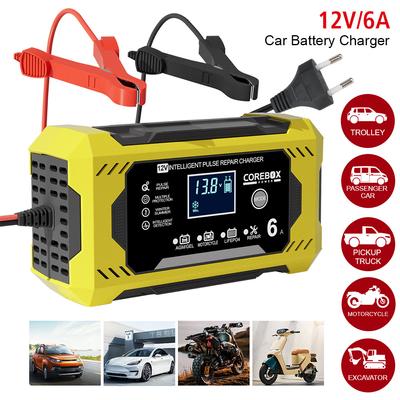 LED-Anzeige Hochleistungs-Multifunktions-Smart-Autobatterieladegerät Pulsreparatur-Batterieladung Intelligent für Motorrad-SUV-LKW 12V/6A