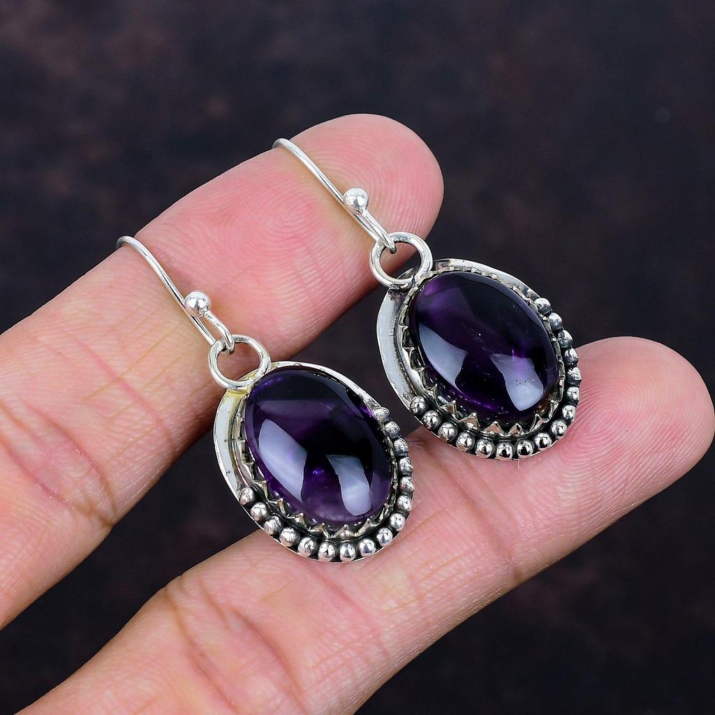 Star Amethyst Earrings 925 Sterling Silver Earring Beautiful Gemstone Jewelry Handmade Earrings Silver Jewelry Gift for Mom Designer Earring