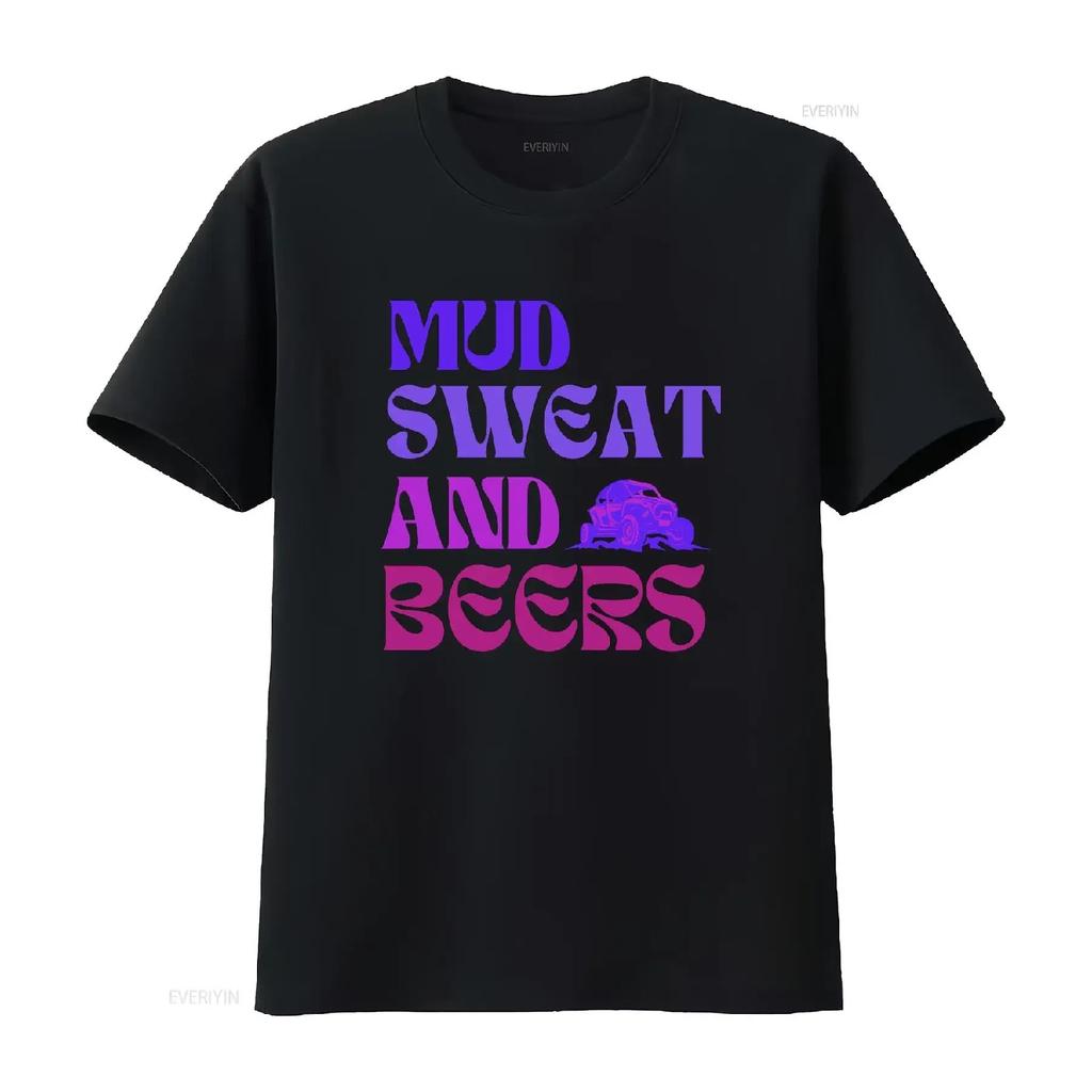 Mud Sweat Beers Girl Riding Shirt Atv Mudding Sxs Rzr Life Offroading Trail Vintage Washed Slightly Designer Clothes