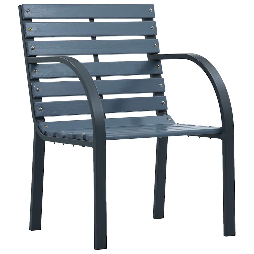 Garden Chairs 2 pcs Grey Pine Wood Powder Coated Steel