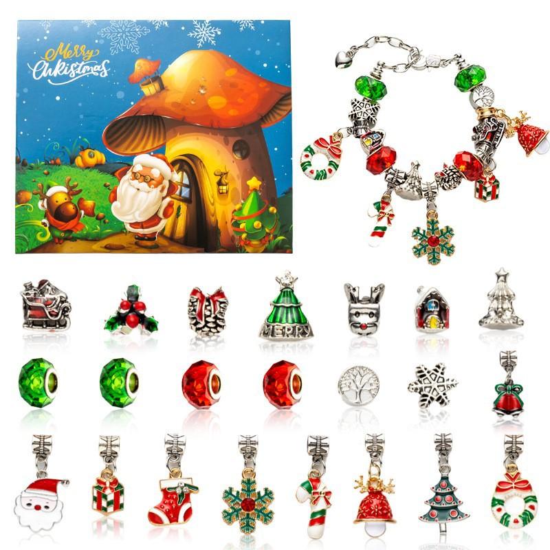 1 Set 24 Günlük Noel Geri Sayım Takvimi Sürpriz Kendin Yap Yaratıcı Takı Uçlu Yapım Kiti Noel Advent Takvimi Kız Bileklik