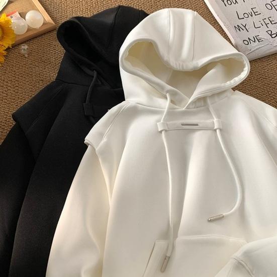 Yousheng Autumn Men Hoodie Neck Protection Hooded Drawstring Big Pocket Drawstring Elastic Cuffs And Hem Pullover Sport Fitness Travel School Top