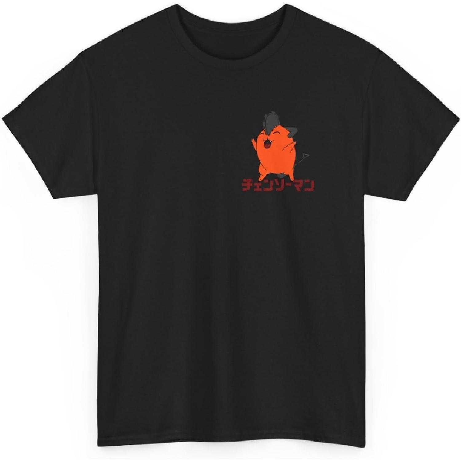 

Shirts Pochita Birthday Chainsaw Cotton Man Friends Sleeve Tee Unisex T-Shirt Presents Gift Holidays Christmas XXXXXL чорний
