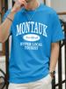 Montauk New York Hyper Local Tourist Print TShirts Men Cotton Casual T Shirt Breathable Summer Sportswear Loose Crewneck Tops