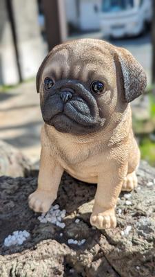 Ubia Siedzący Mops (Średni) 19,2 x 13,5 x 19,3 cm Figurka Lalki Ornament Zwierzę Ogród Dekoracja Pies H14148