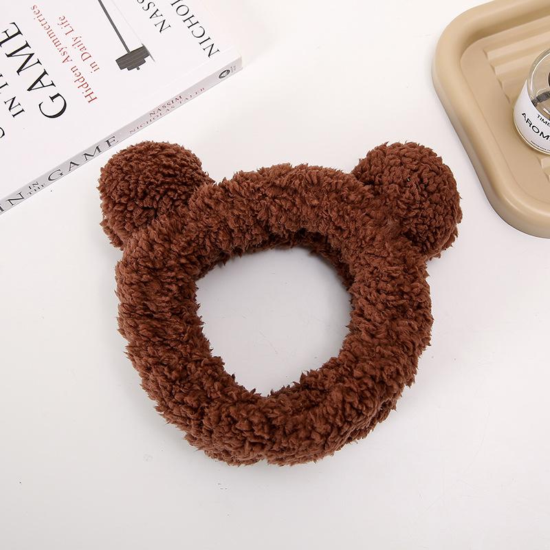 

Широкая повязка на голову Головной убор Милые медвежьи ушки Плюшевая повязка для умывания лица Макияж Повязка для волос Широкий край Повязка для волос Головной убор