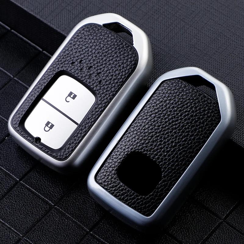 TPU Leather Car 2 Button Key Case Cover for Honda CRV HRV Pilot Accord Civic Jade Crider Odyssey 2015 - 2021