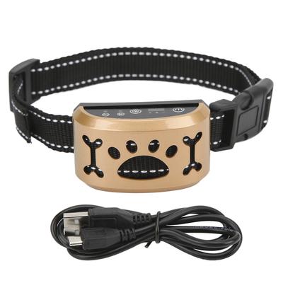 Coleira anti-latido para cachorro recarregável, ajustável, trava automática, reconhecimento inteligente, à prova d'água, aviso
