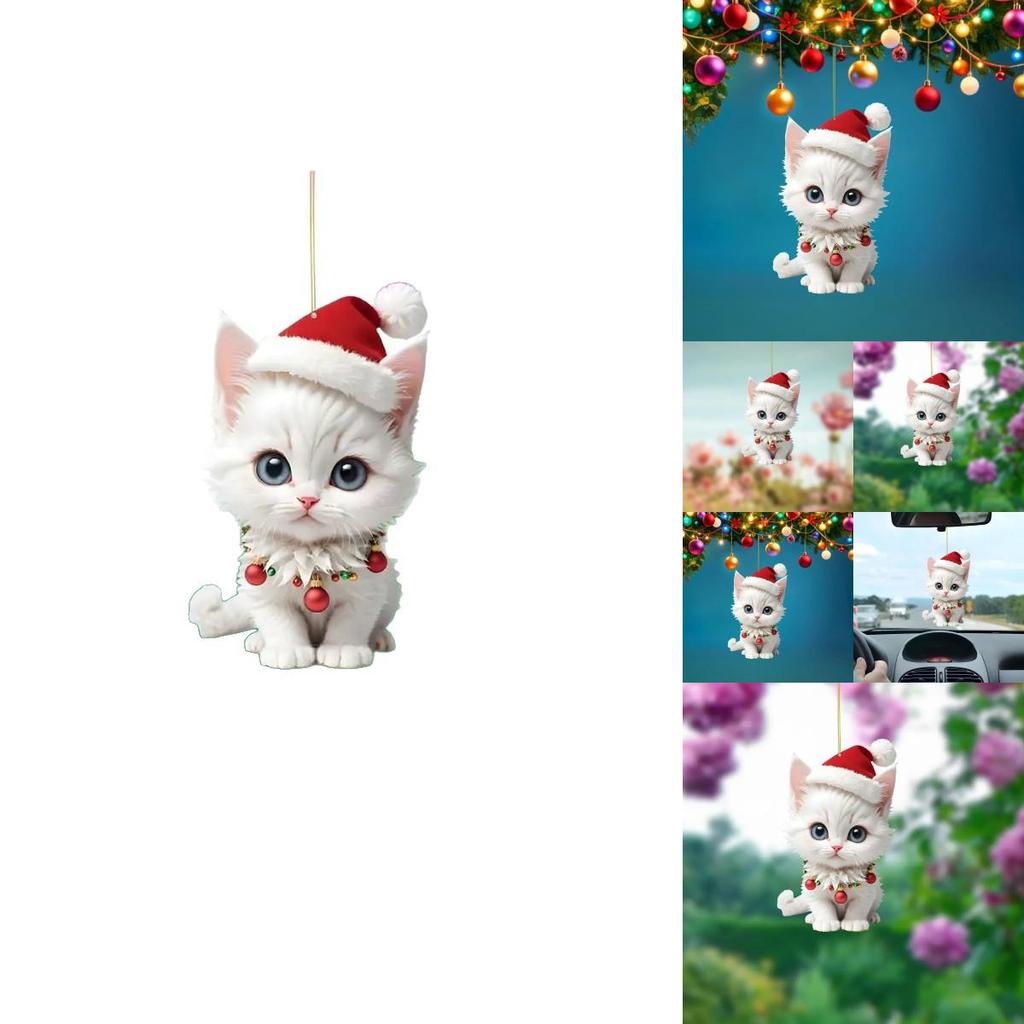 Car Decor Acrylic Cute Cat Holiday Pendant For Vehicle Interior Decorations