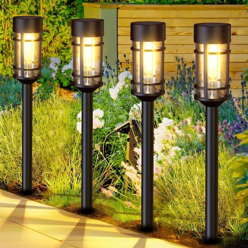 LED Solar Lawn Path Pile Lawn Light Path Courtyard Walkway Driveway Outdoor Waterproof Garden Light LED Decoration 1pcs