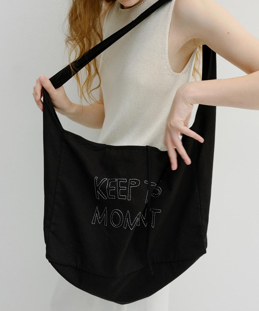 Blank03 Embroidery Big Shoulder Bag (Black)