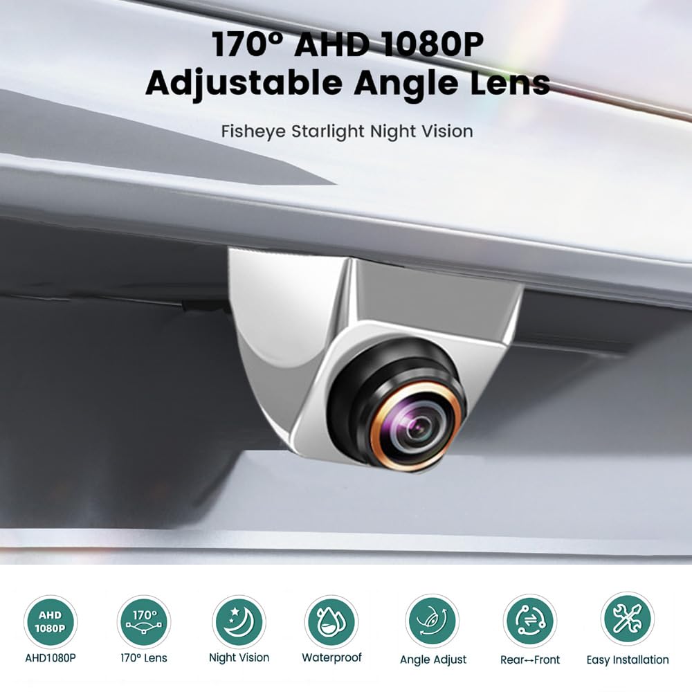 Car Backup View Camera,Car Backup/Front View Camera 170° Wide Angle Fisheye Lens 1080P Night