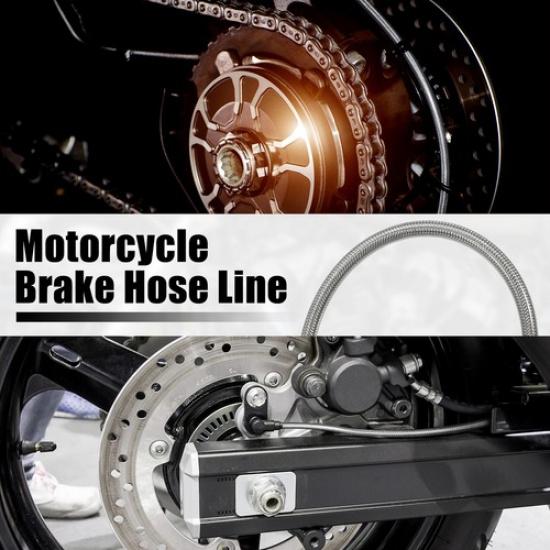 Single AN3 28 90 Degree M10 Motorcycle Hydraulic Brake Line Hose 110cm Universal