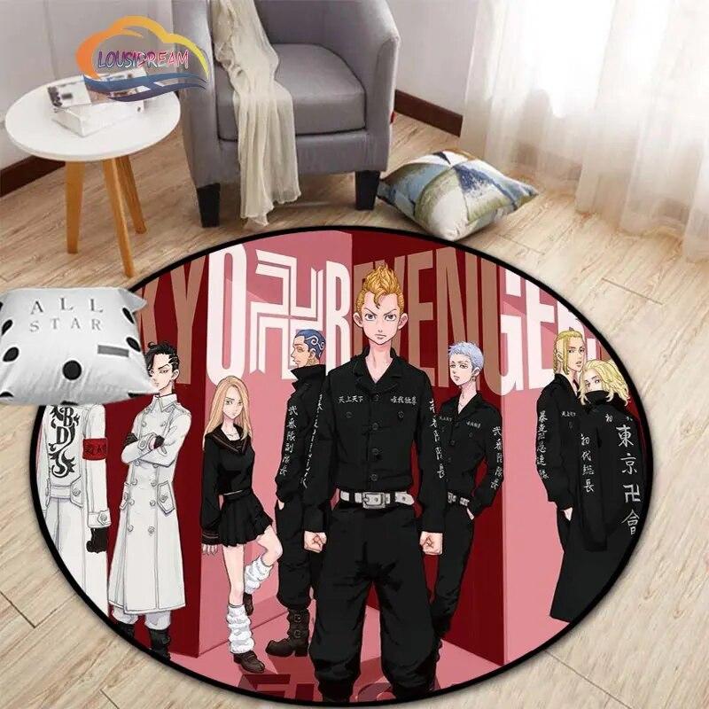 Anime Tokyo Revengers Kulatý koberec kreslený prostor Koberec do obývacího pokoje Kuchyně Jídelna Dětské koberce Podložka na jógu