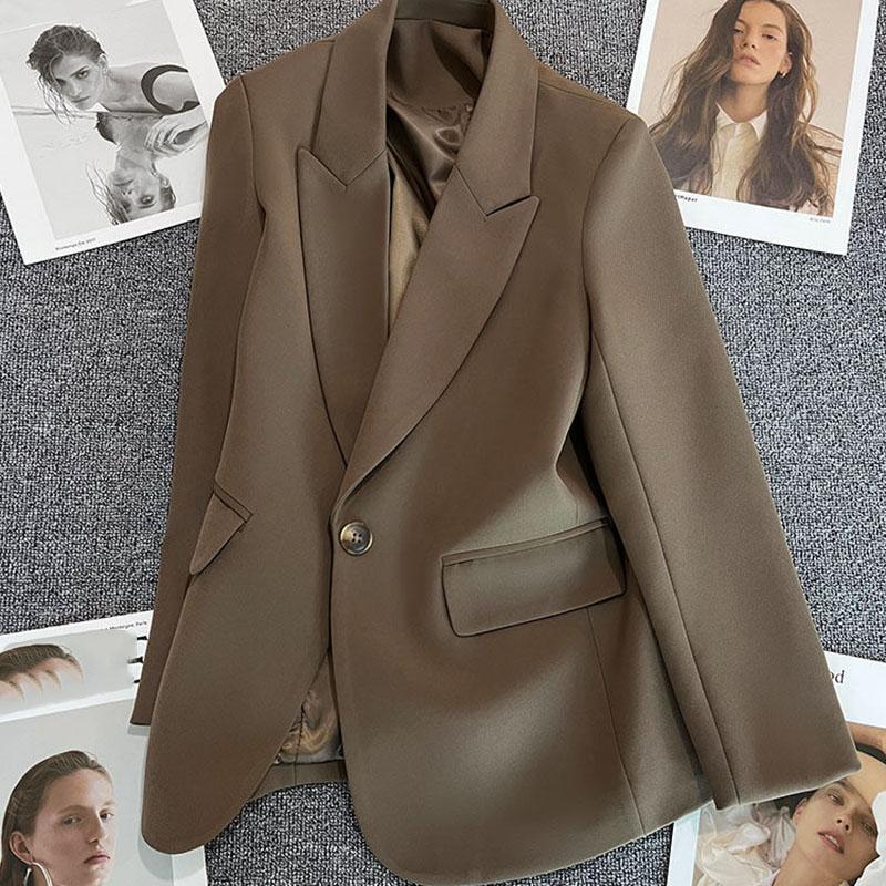 Damenblazer Einreihige Jacke mit Reverskragen, Casual- oder Büro-Stil, Damenanzug Übergröße Locker Winterjacken Mäntel für Damen