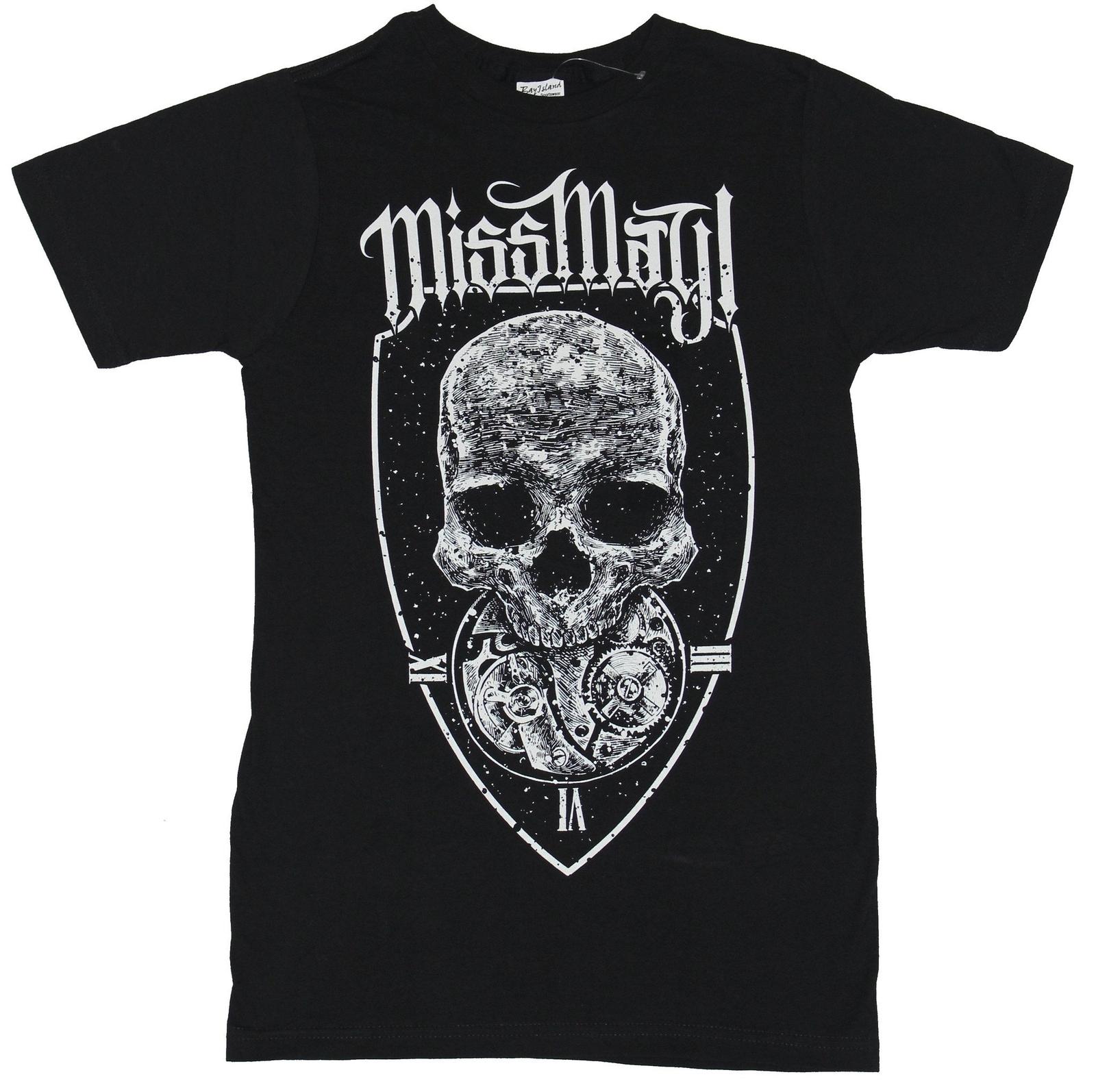 Miss May I Adult New T-Shirt - Skull Shield And Clockwork Pic S
