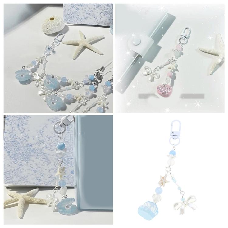 Fashion Shell Bowknot Bead Keychain Pendant Cute Decoration Pendant Bone Charm