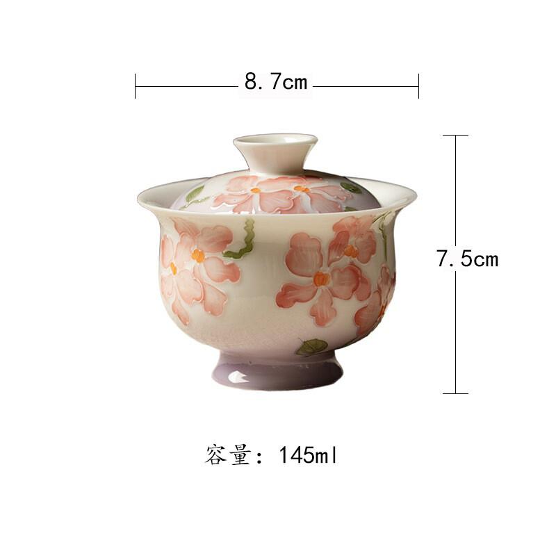 

145ml Arita Ware Hand-painted phalaenopsis Gaiwan Retro Tea Tureen Tea Bowl With Lid Kit Tea Making Cover Bowl Tableware Craft