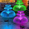HOMEFISH Outdoor Solar Garden Lights 7-Color Changing Jellyfish Reed LED Solar Stake Lights for Yard Patio Pathway Decor