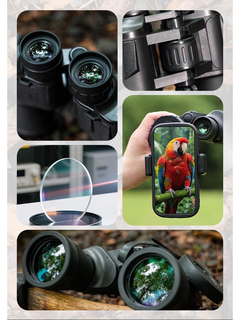 20x50 HD Binoculars - High Power Night Vision Telescope for Outdoor Travel & Smartphone Photography