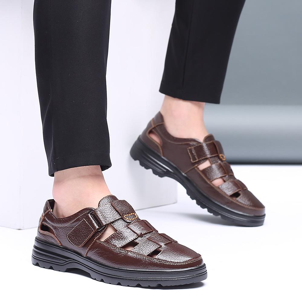 Summer Men's Leather Sandals Breathable High-end Cowhide Leather Shoes Fashionable and Comfortable Non-slip Sandals Men Shoes