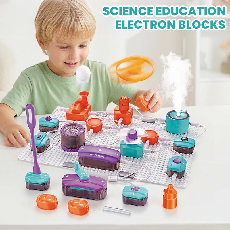 Children Science Educational Games Electronic Building Blocks Toys Experiment Set Physics Circuit Experiment Handmade Kits Kids