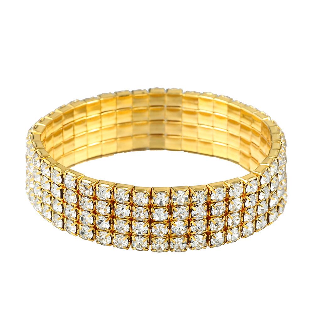 Hot Stretch Bracelet Fashionable Full Diamond Single Row Bracelet Bride Diamond Set Multi Row Diamond Flash Diamond Chain