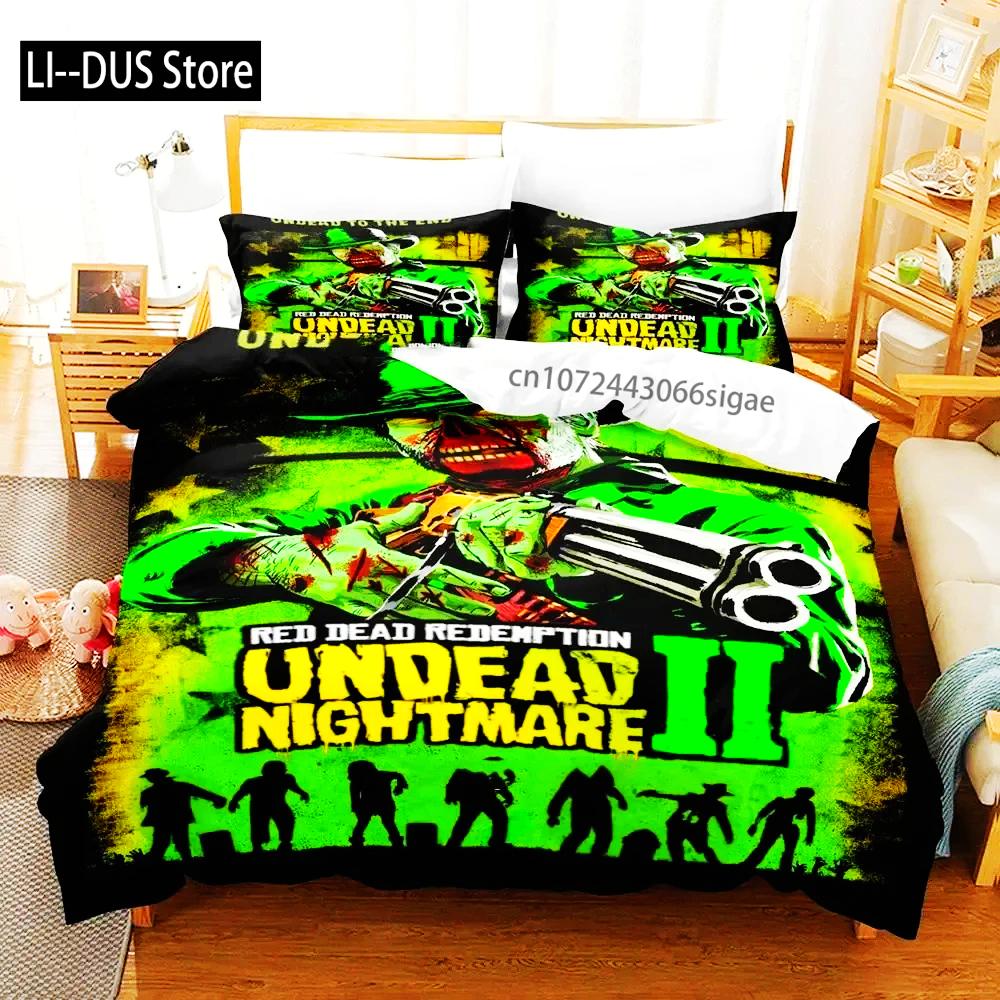 Undead Nightmare Red Dead Redemption Bedding Set Duvet Cover Bed Set Quilt Cover Pillowcase Comforter King Queen Size Boys Adult