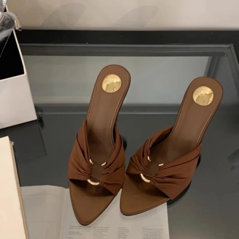 Fashion 2025Summer Woman Slippers Fashion Open Toe Thin High Heels Shoes Street Style Stripper Party Slides Zapatos De Mujer