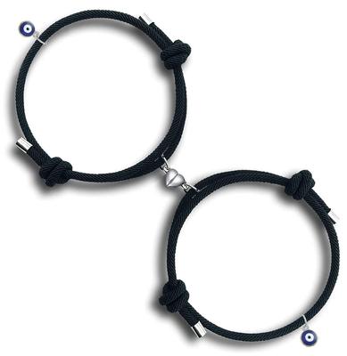 2PCS Set Magnetic Couple Bracelets for Women Men, Stainless Steel Heart Shaped with Sun and Moon Attraction Matching Bracelet