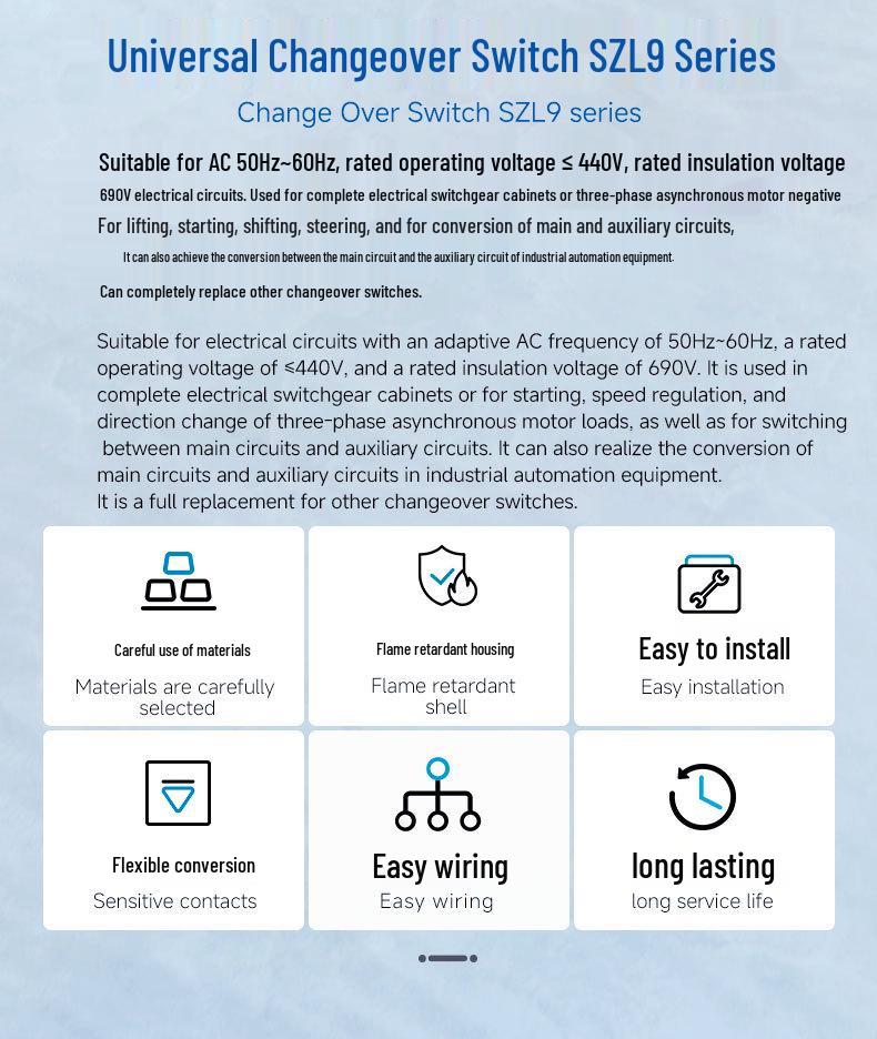 Zhuochao SZL9 Rotary Changeover Switch, LW31 GLE9 EP Equivalent