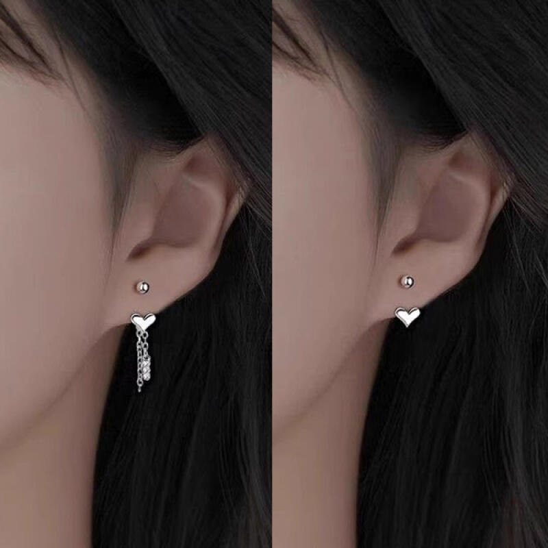 

Nordi 2-type drop piercing earrings (925 silver) Silver