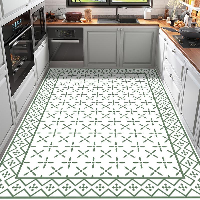 Dywan kuchenny z PVC, antypoślizgowy, olejoodporny, wodoodporny, duży dywan ze skóry, wzór kwiatowy, zmywalny, łatwy do czyszczenia