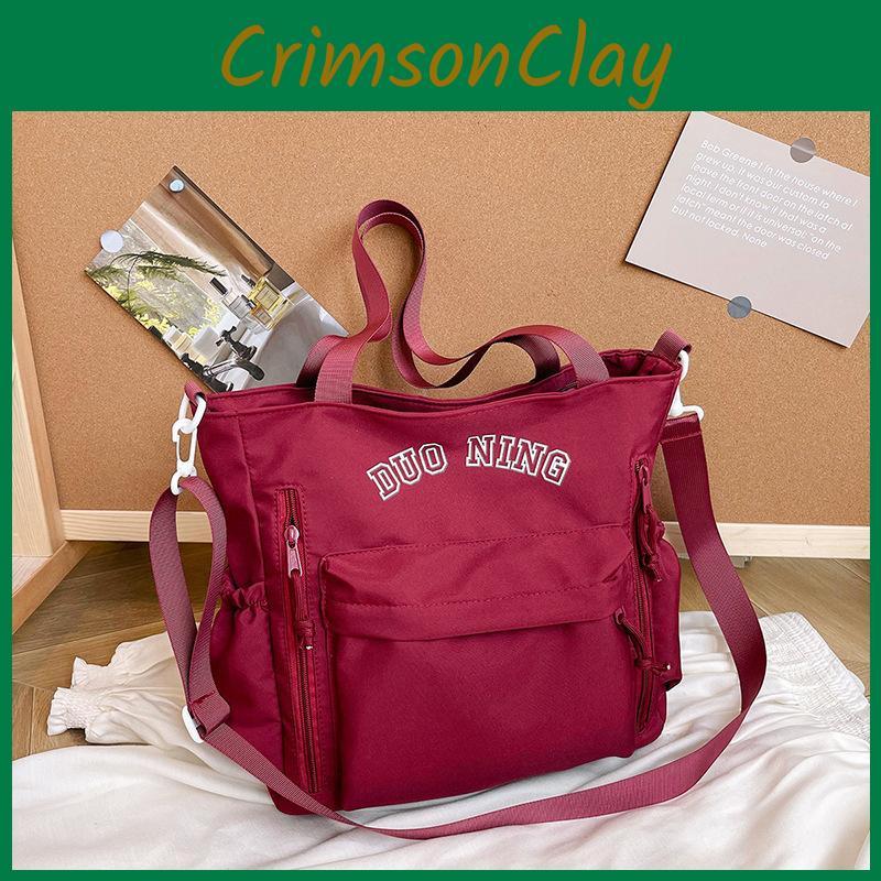 Fashionable Canvas Tote Bag For Women With Embroidered Letters And Spacious Design