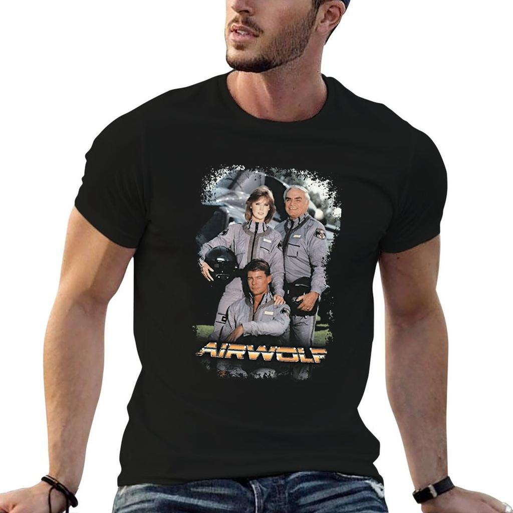 Airwolf T-Shirt 1984 Espionage Serie Helicopter Men Cotton S to 3XL BlackL