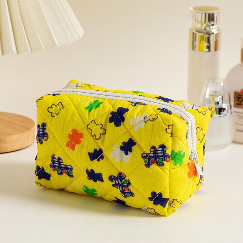 Borsa per Trucco da Viaggio Portatile Minimalista con Fiocco, Grande Capacità, Morbida