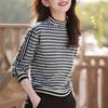 Autumn and winter new semi-turtleneck bottoming shirt women's autumn and winter retro temperament sweater loose and thin long-sleeved knitted sweater