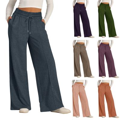 Dámske tepláky s vysokým pásom a širokými nohavicami Ležérne nohavice na jogu