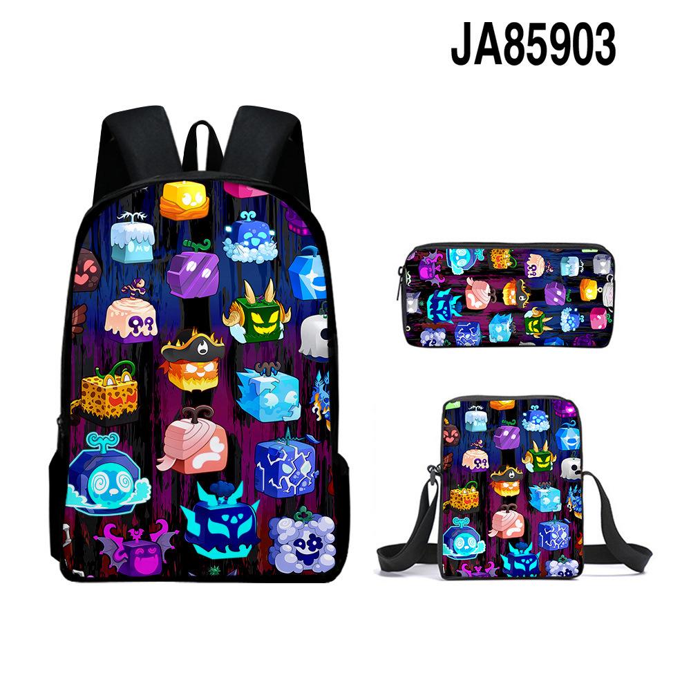 3D-Spiel Blox Fruits Schultasche Rucksack Umhängetasche Federmäppchen Rucksack Dreiteiliges Set