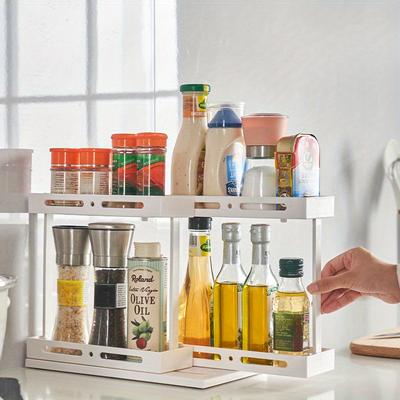 1pc Multifunctional Rotating Pull-out Shelf, Rotating Storage Rack, Kitchen Gods Desktop Spice Rack, Kitchen Storage Racks