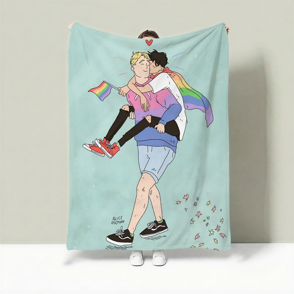 Drama H-Heartstopper Throw Lightweight 240g Flannel Blanket Soft Skin-friendly for Summer Cooling